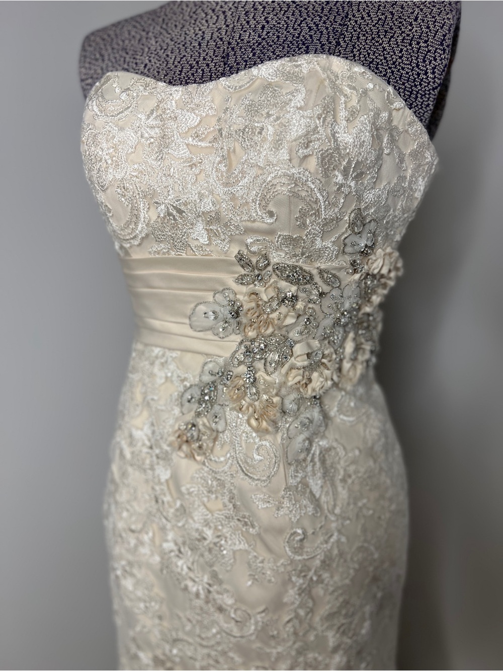 Allure Bridals Champagne Lace Corset Gown - Picture 2 of 8